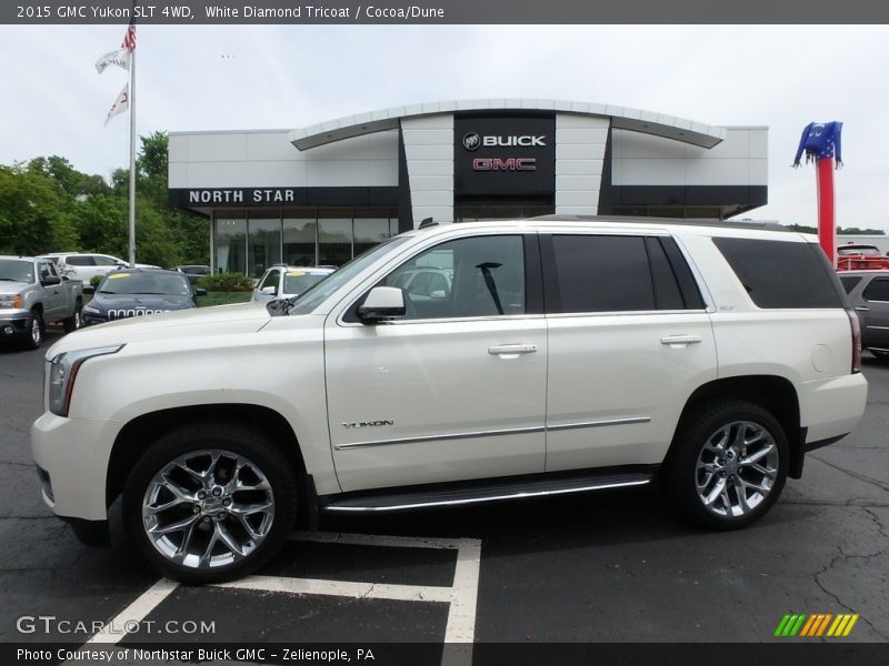 White Diamond Tricoat / Cocoa/Dune 2015 GMC Yukon SLT 4WD