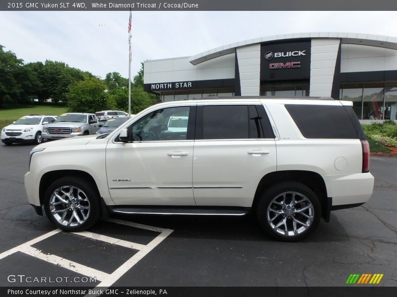 White Diamond Tricoat / Cocoa/Dune 2015 GMC Yukon SLT 4WD