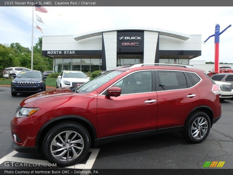 Cayenne Red / Charcoal 2015 Nissan Rogue SL AWD