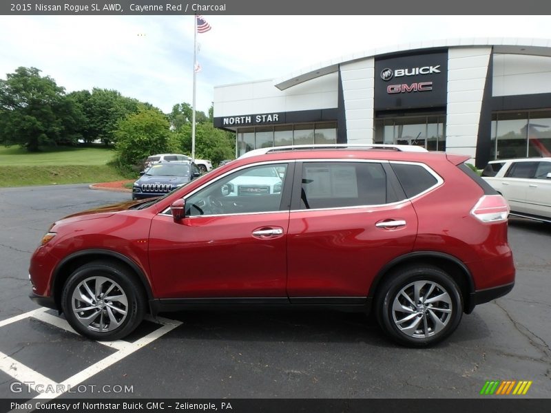 Cayenne Red / Charcoal 2015 Nissan Rogue SL AWD