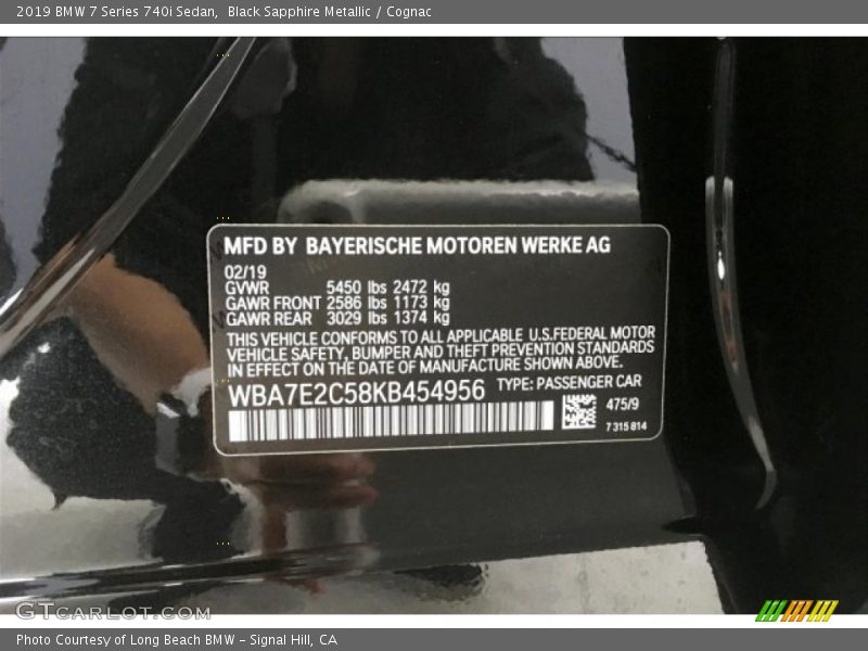 Black Sapphire Metallic / Cognac 2019 BMW 7 Series 740i Sedan