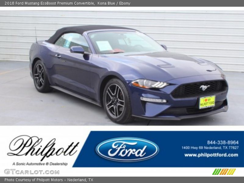 Kona Blue / Ebony 2018 Ford Mustang EcoBoost Premium Convertible