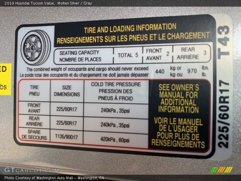 Molten Silver / Gray 2019 Hyundai Tucson Value