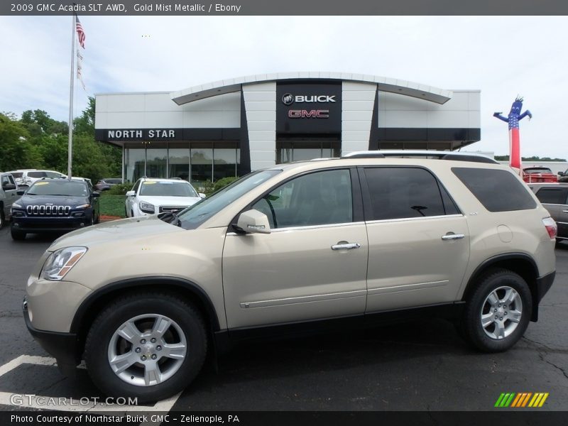 Gold Mist Metallic / Ebony 2009 GMC Acadia SLT AWD