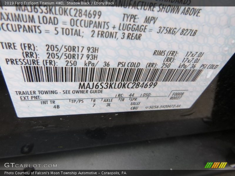 Shadow Black / Ebony Black 2019 Ford EcoSport Titanium 4WD