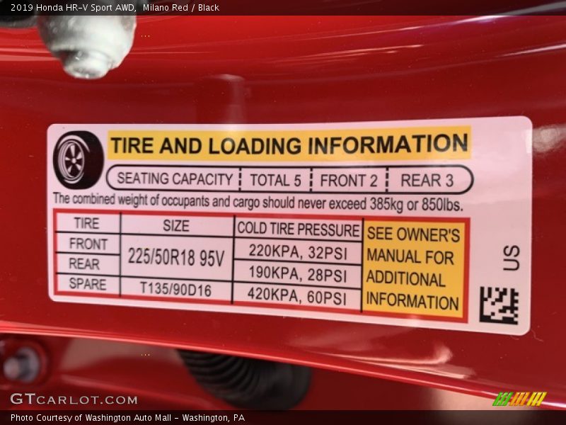 Milano Red / Black 2019 Honda HR-V Sport AWD