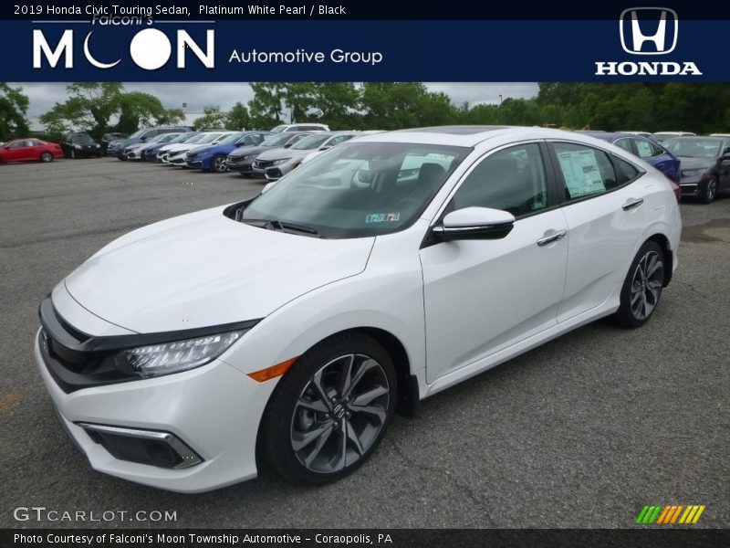 Platinum White Pearl / Black 2019 Honda Civic Touring Sedan