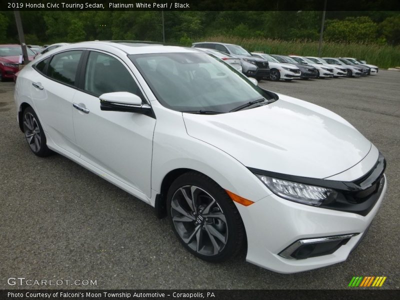 Platinum White Pearl / Black 2019 Honda Civic Touring Sedan