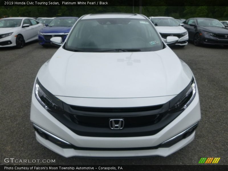 Platinum White Pearl / Black 2019 Honda Civic Touring Sedan