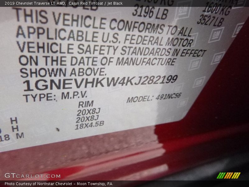 Cajun Red Tintcoat / Jet Black 2019 Chevrolet Traverse LT AWD