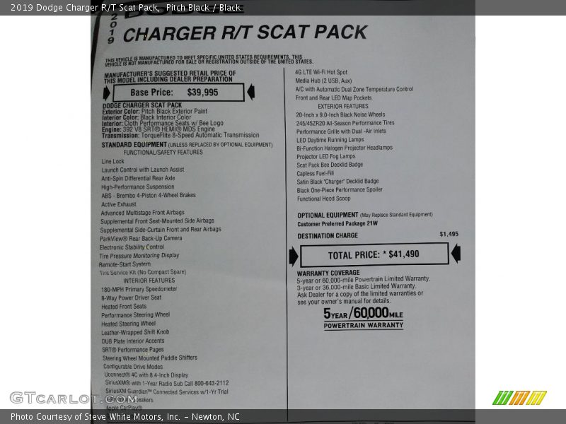 Pitch Black / Black 2019 Dodge Charger R/T Scat Pack