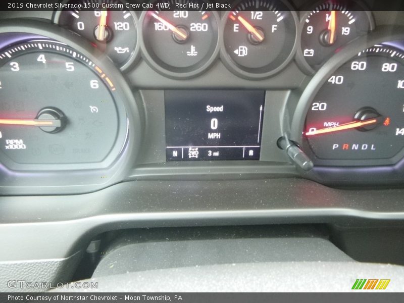 Red Hot / Jet Black 2019 Chevrolet Silverado 1500 Custom Crew Cab 4WD