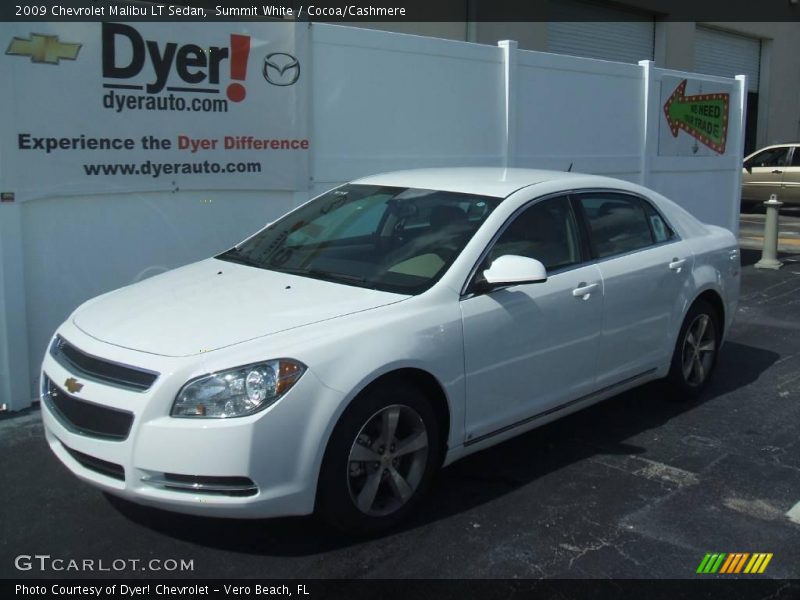 Summit White / Cocoa/Cashmere 2009 Chevrolet Malibu LT Sedan