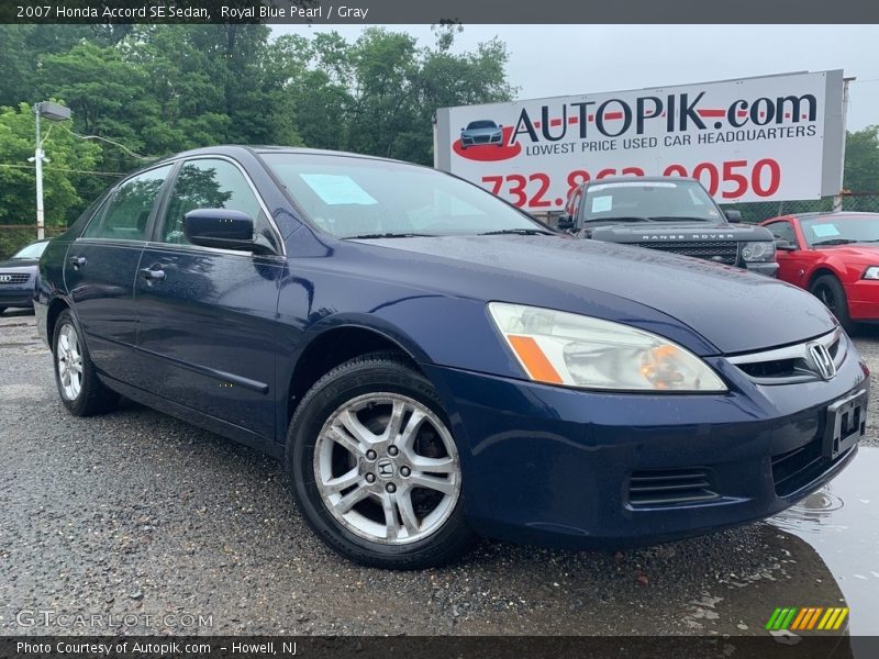 Royal Blue Pearl / Gray 2007 Honda Accord SE Sedan