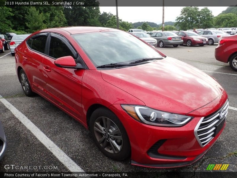 Scarlet Red / Gray 2018 Hyundai Elantra SEL