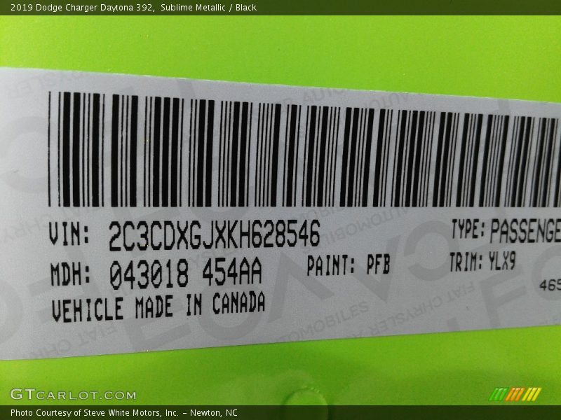 Sublime Metallic / Black 2019 Dodge Charger Daytona 392
