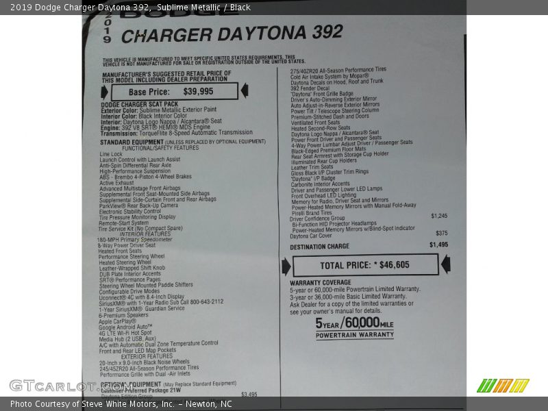 Sublime Metallic / Black 2019 Dodge Charger Daytona 392