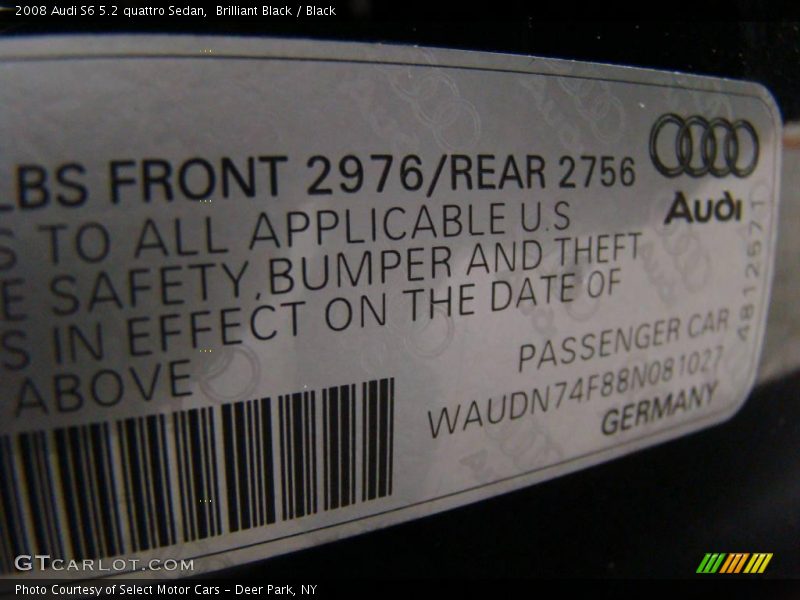 Brilliant Black / Black 2008 Audi S6 5.2 quattro Sedan