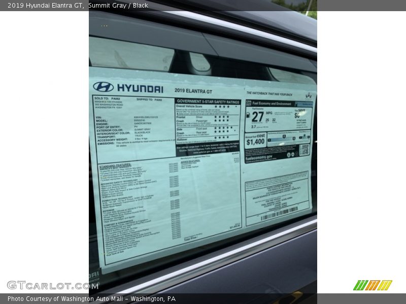  2019 Elantra GT  Window Sticker