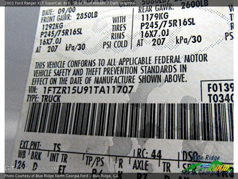 Silver Frost Metallic / Dark Graphite 2001 Ford Ranger XLT SuperCab 4x4