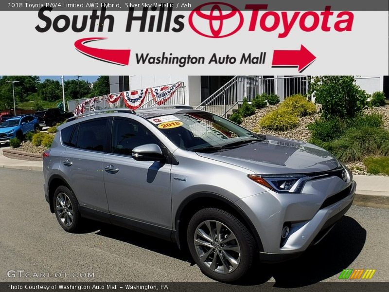 Silver Sky Metallic / Ash 2018 Toyota RAV4 Limited AWD Hybrid