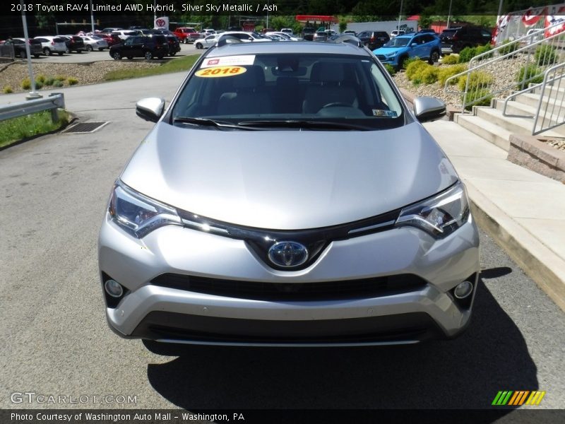 Silver Sky Metallic / Ash 2018 Toyota RAV4 Limited AWD Hybrid