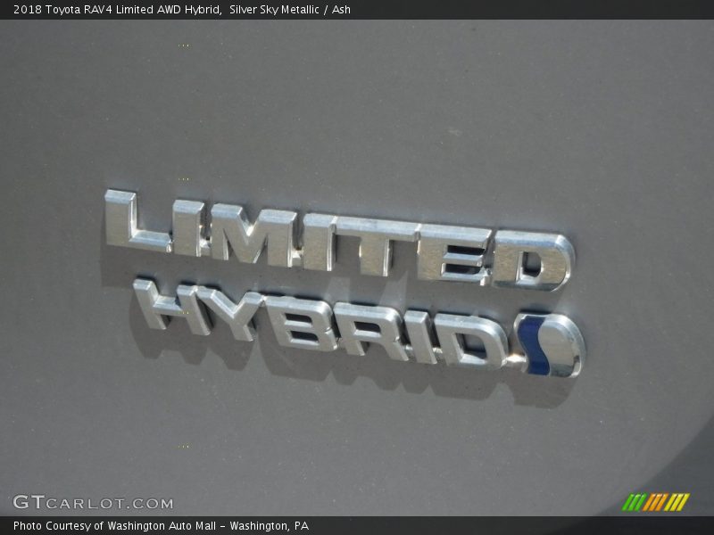 Silver Sky Metallic / Ash 2018 Toyota RAV4 Limited AWD Hybrid