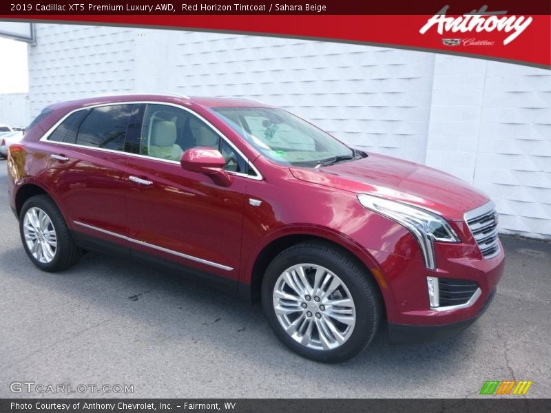 Red Horizon Tintcoat / Sahara Beige 2019 Cadillac XT5 Premium Luxury AWD