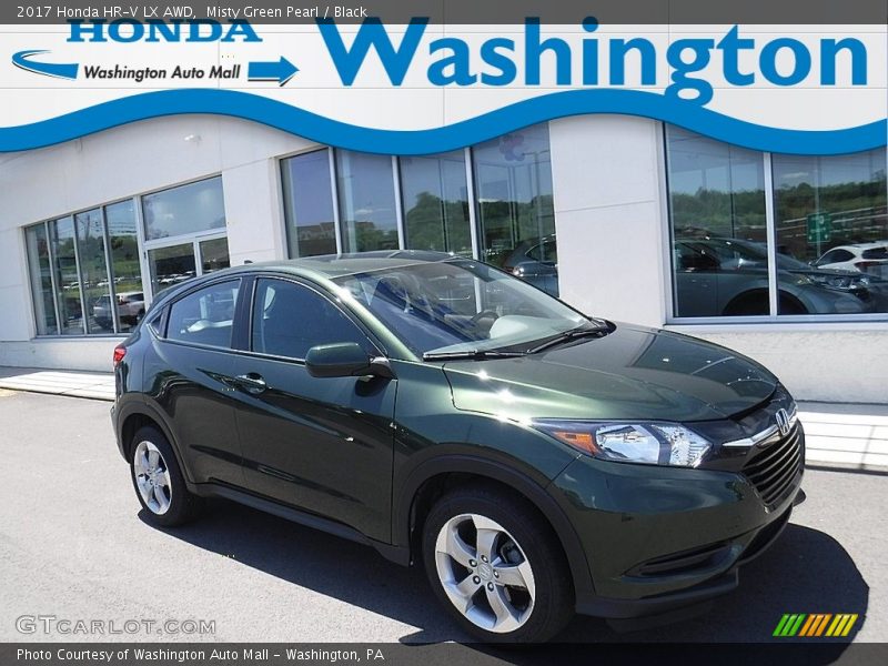 Misty Green Pearl / Black 2017 Honda HR-V LX AWD