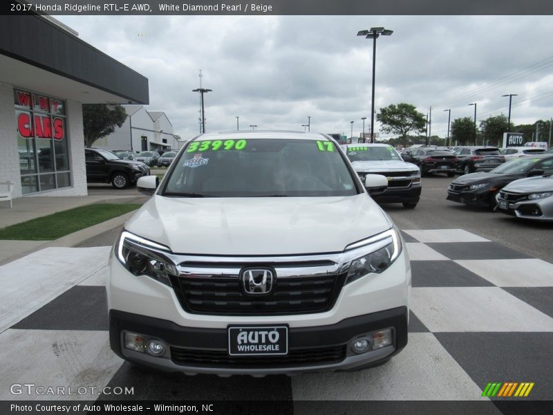 White Diamond Pearl / Beige 2017 Honda Ridgeline RTL-E AWD