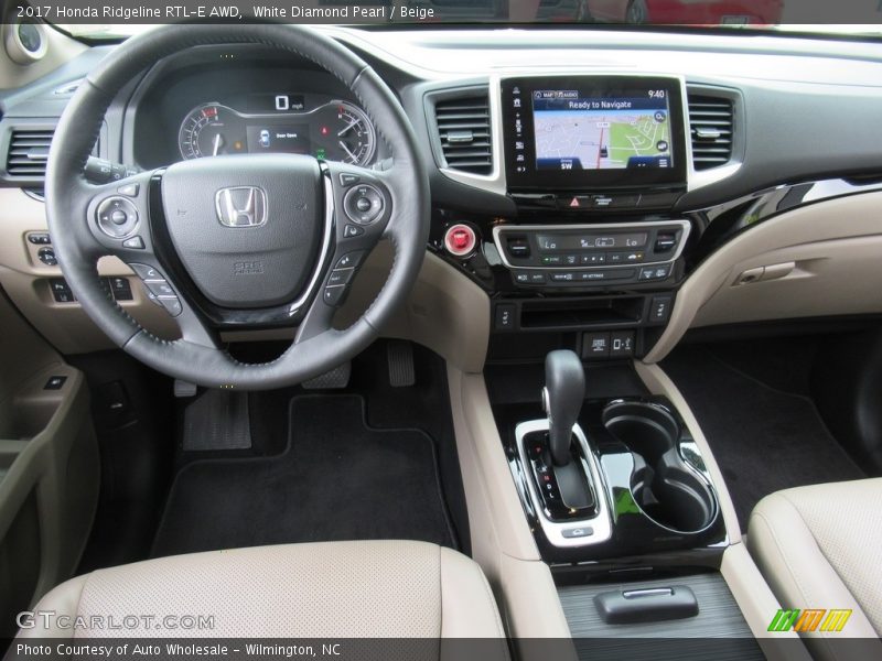 White Diamond Pearl / Beige 2017 Honda Ridgeline RTL-E AWD