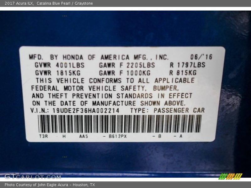 Catalina Blue Pearl / Graystone 2017 Acura ILX