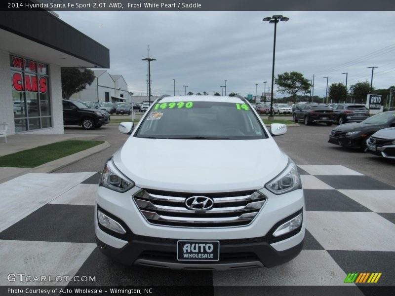 Frost White Pearl / Saddle 2014 Hyundai Santa Fe Sport 2.0T AWD