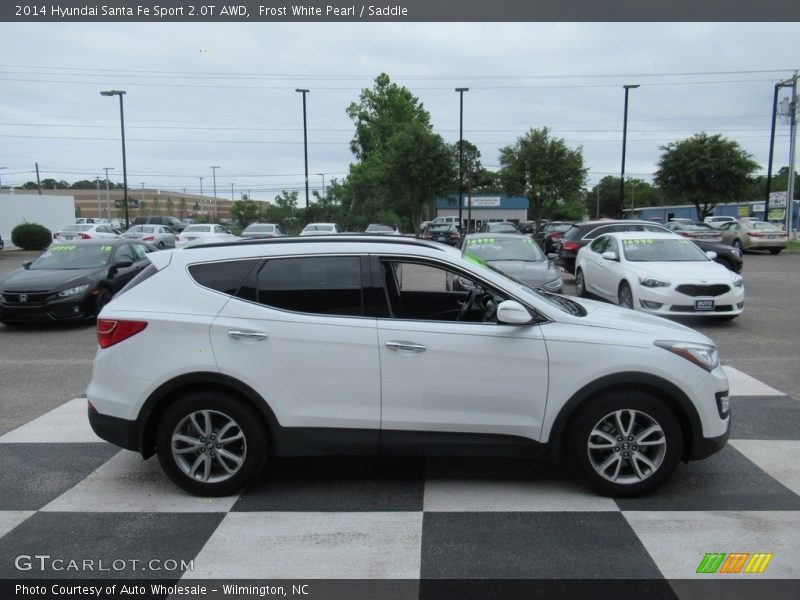 Frost White Pearl / Saddle 2014 Hyundai Santa Fe Sport 2.0T AWD
