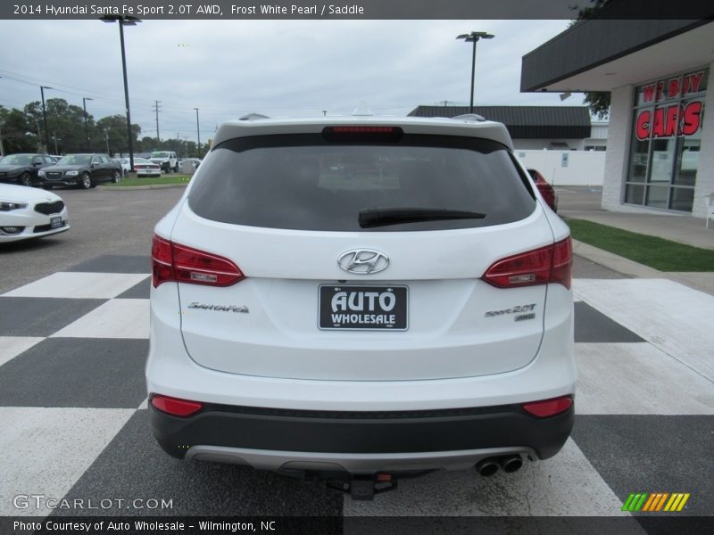Frost White Pearl / Saddle 2014 Hyundai Santa Fe Sport 2.0T AWD