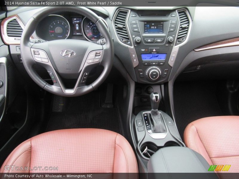Frost White Pearl / Saddle 2014 Hyundai Santa Fe Sport 2.0T AWD