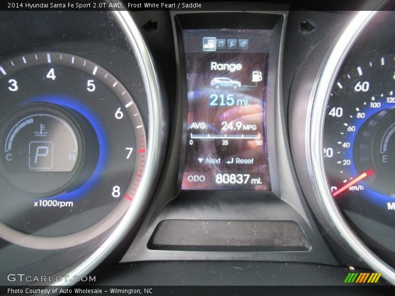 Frost White Pearl / Saddle 2014 Hyundai Santa Fe Sport 2.0T AWD