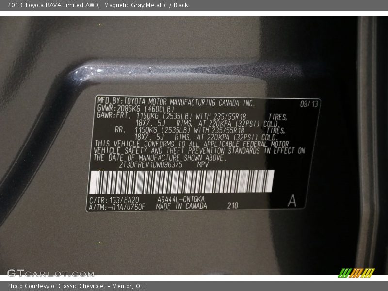 Magnetic Gray Metallic / Black 2013 Toyota RAV4 Limited AWD