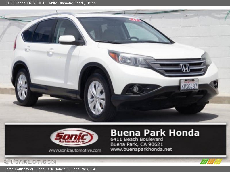 White Diamond Pearl / Beige 2012 Honda CR-V EX-L