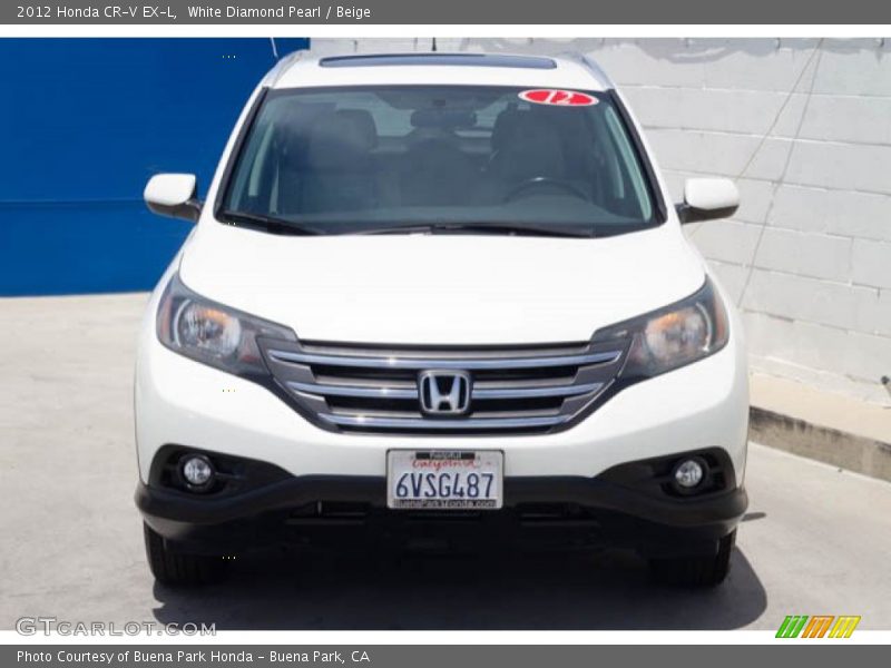 White Diamond Pearl / Beige 2012 Honda CR-V EX-L