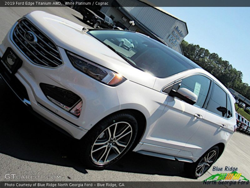 White Platinum / Cognac 2019 Ford Edge Titanium AWD