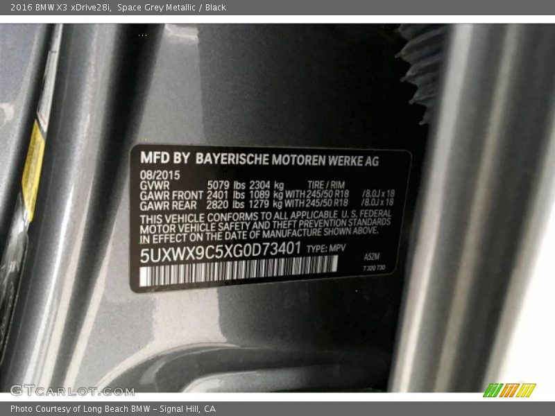 Space Grey Metallic / Black 2016 BMW X3 xDrive28i