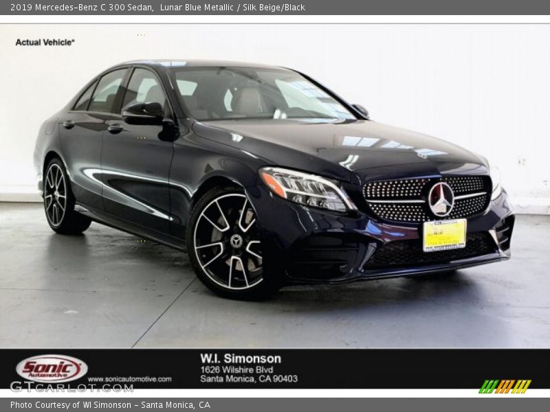 Lunar Blue Metallic / Silk Beige/Black 2019 Mercedes-Benz C 300 Sedan
