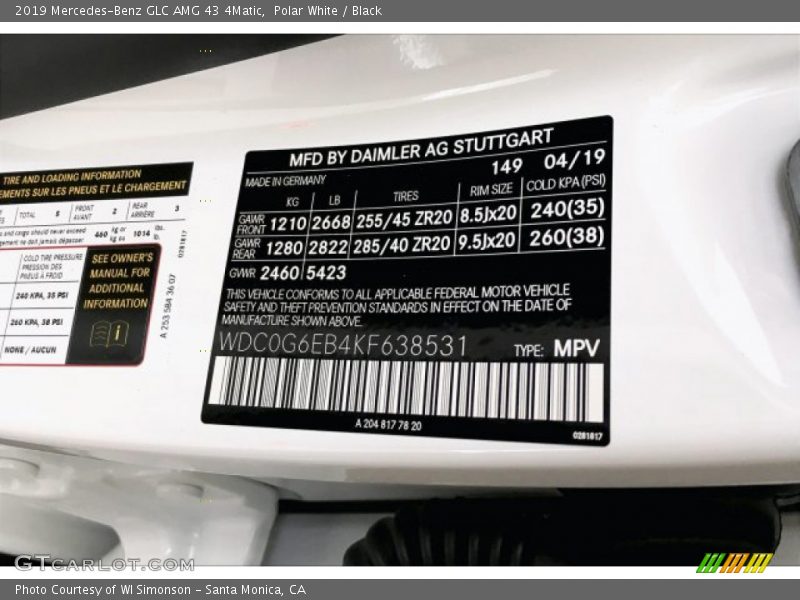 Polar White / Black 2019 Mercedes-Benz GLC AMG 43 4Matic