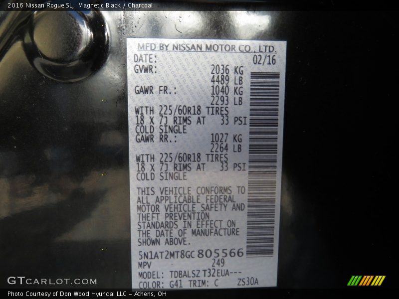 Magnetic Black / Charcoal 2016 Nissan Rogue SL
