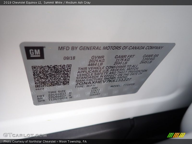Summit White / Medium Ash Gray 2019 Chevrolet Equinox LS