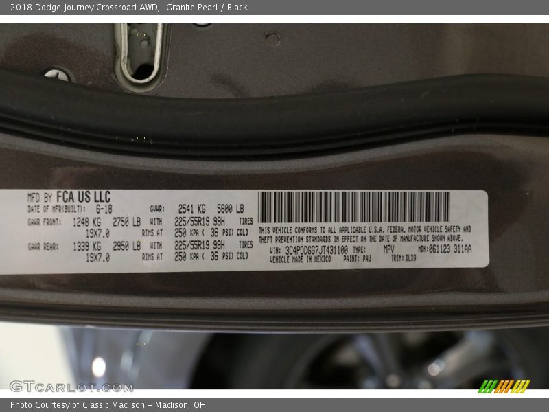 Granite Pearl / Black 2018 Dodge Journey Crossroad AWD