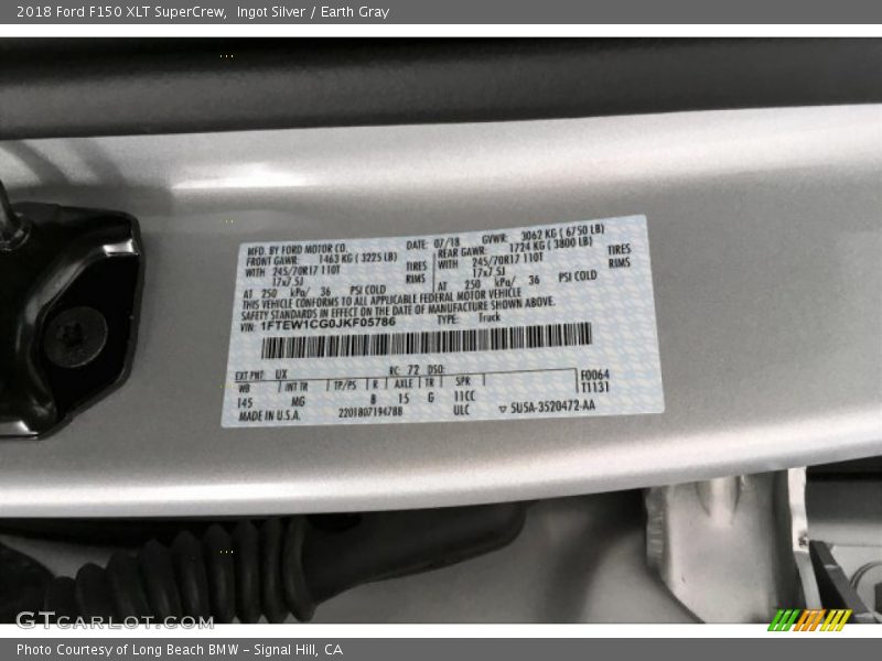 Ingot Silver / Earth Gray 2018 Ford F150 XLT SuperCrew