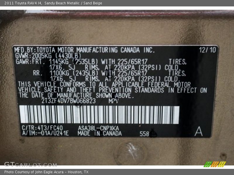 Sandy Beach Metallic / Sand Beige 2011 Toyota RAV4 I4