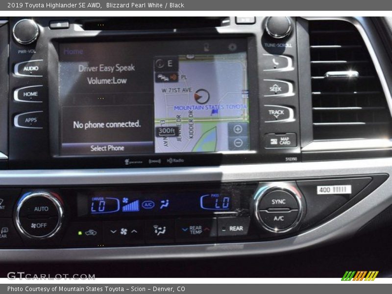 Blizzard Pearl White / Black 2019 Toyota Highlander SE AWD